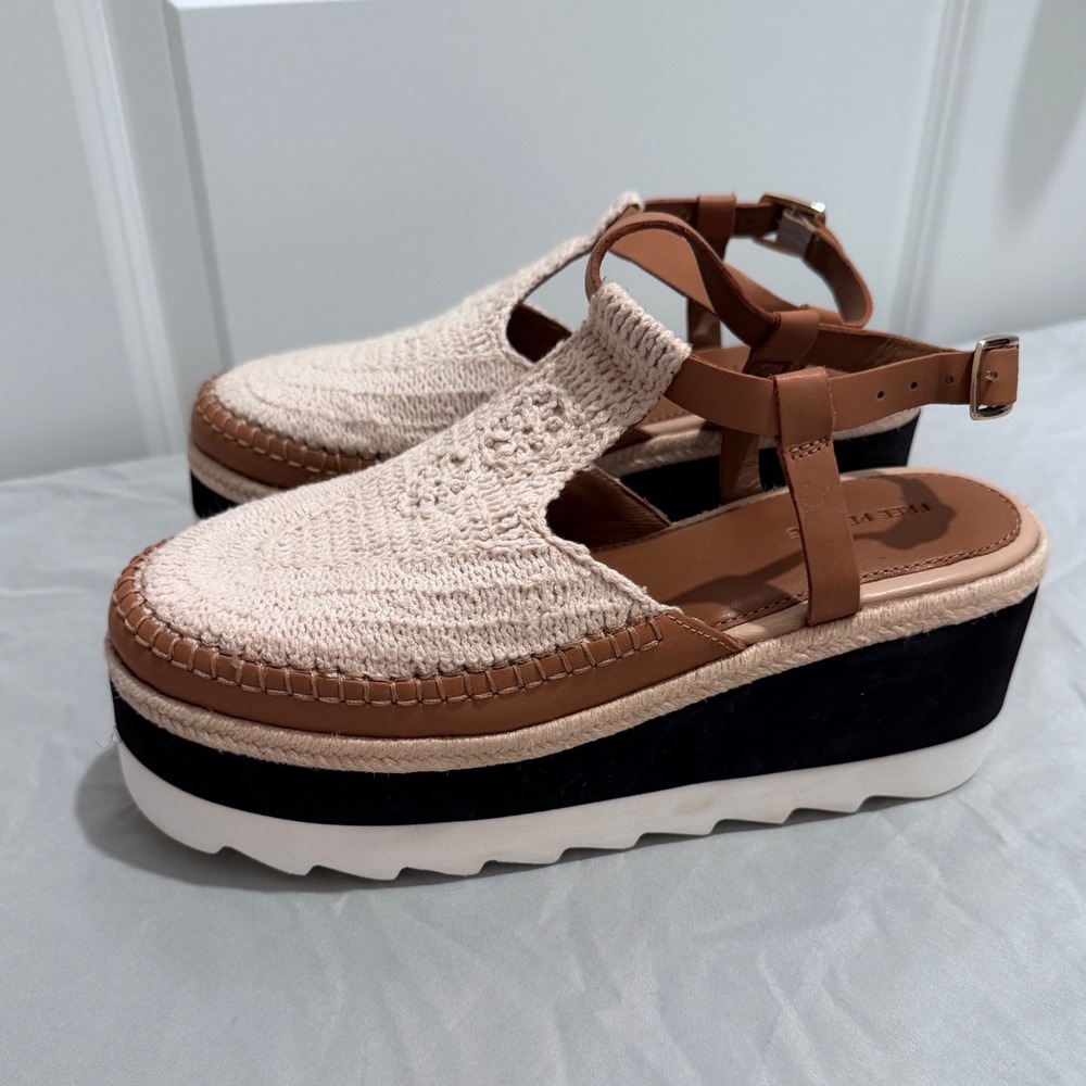 Free People Morning In Mykonos Espadrilles Vachetta Multi Platform Sandals 8.5